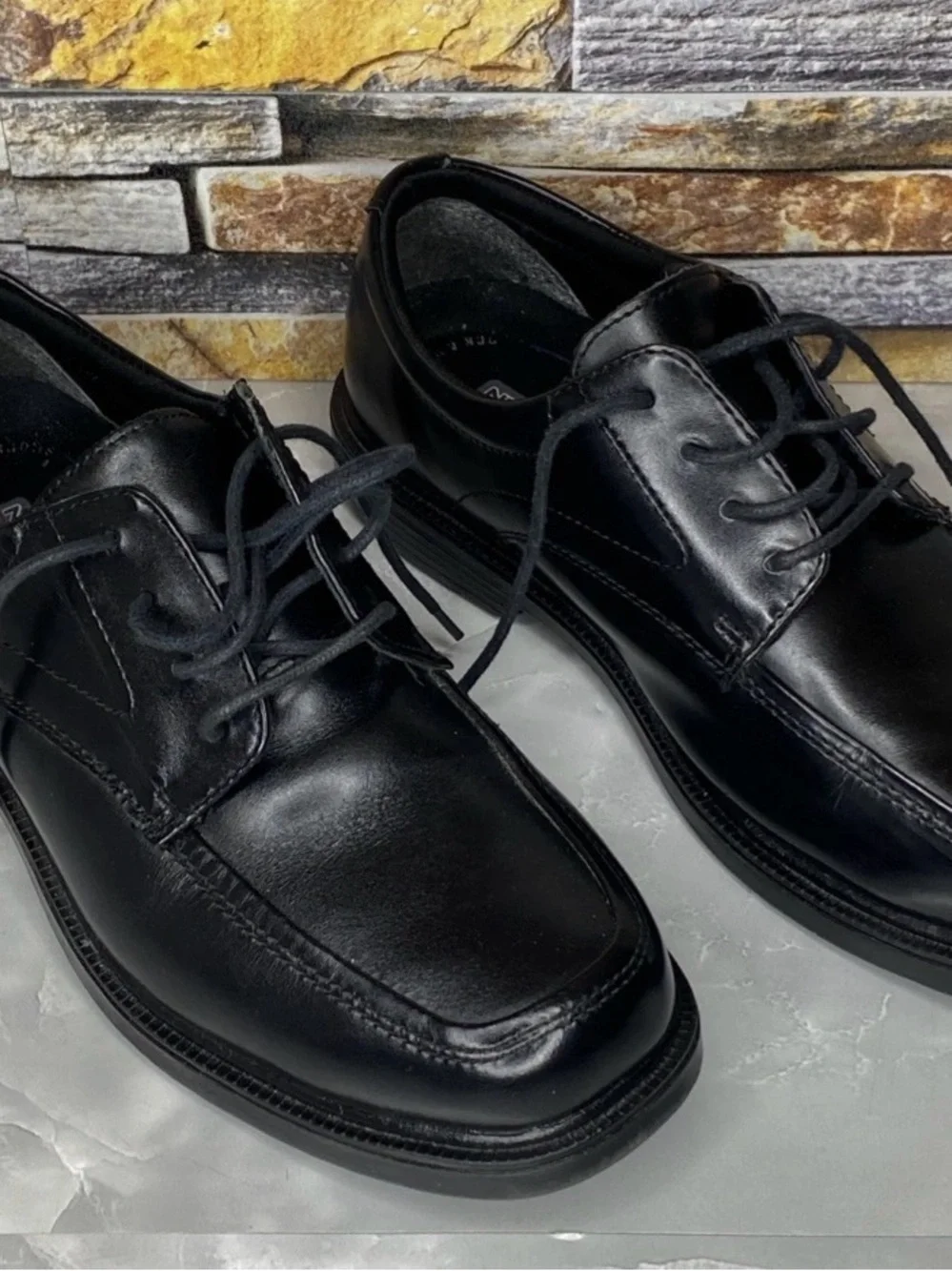 Mens Black Leather NUNN BUSH 84175-001 Lace Dress Oxfords Loafers Shoes Size 8
